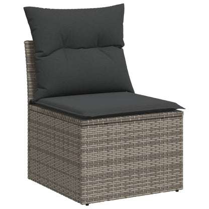 Set Divano da Giardino 9 pz con Cuscini Grigio in Polyrattan | homemem39