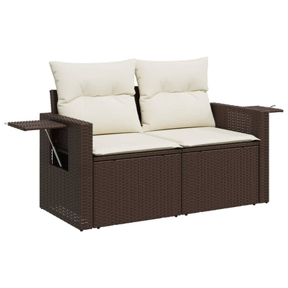 Set Divani da Giardino 10pz con Cuscini in Polyrattan Marrone - homemem39