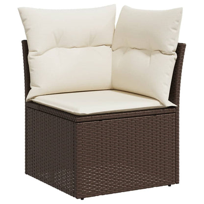 Set Divani da Giardino 10pz con Cuscini in Polyrattan Marrone | homemem39