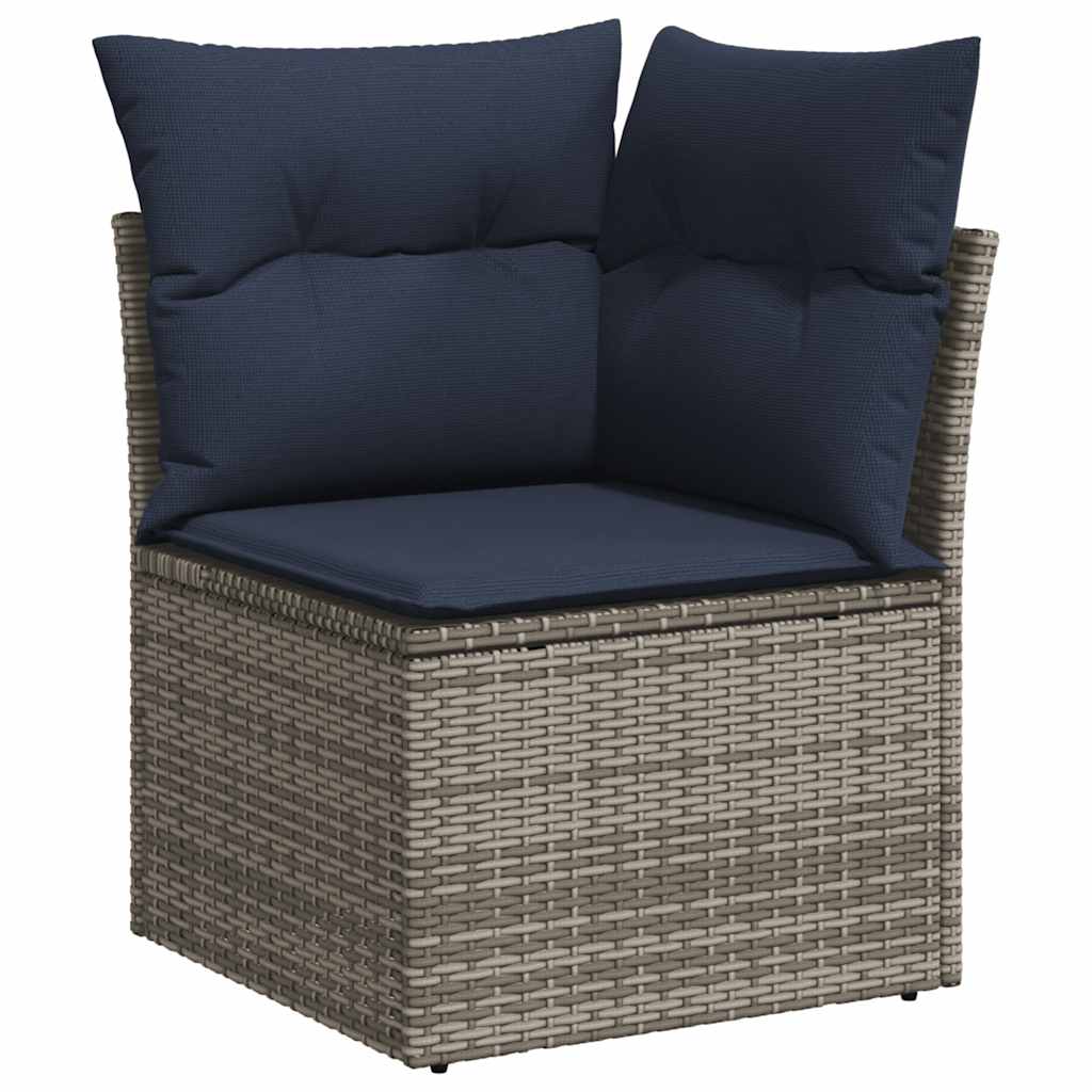 Set Divani da Giardino 10 pz con Cuscini Grigio in Polyrattan | homemem39