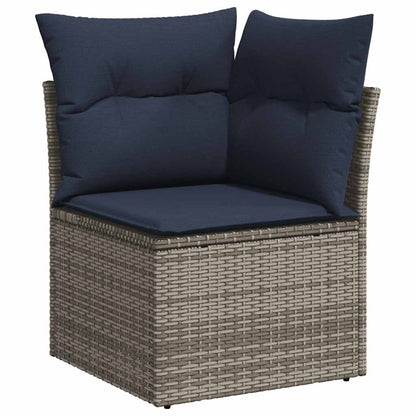 Set Divani da Giardino 10 pz con Cuscini Grigio in Polyrattan | homemem39