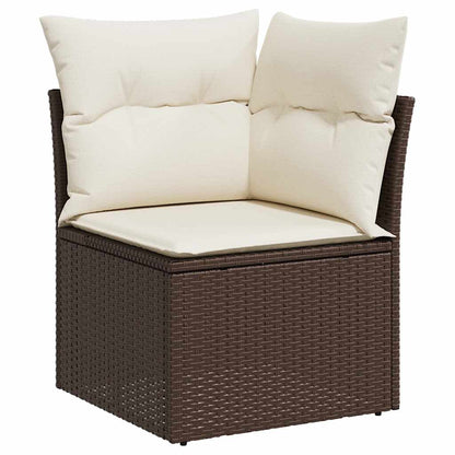 Set Divani da Giardino 10pz con Cuscini in Polyrattan Marrone | homemem39