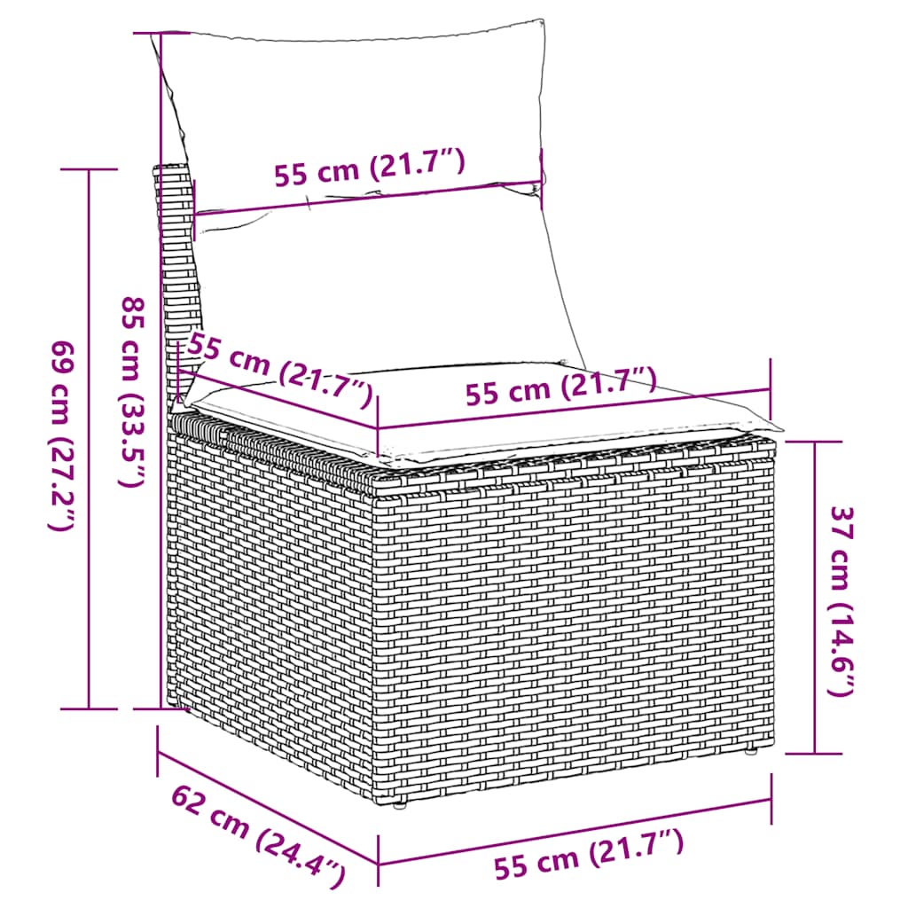 Set Divani da Giardino 10pz con Cuscini in Polyrattan Marrone | homemem39