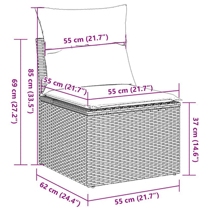 Set Divani da Giardino 10pz con Cuscini in Polyrattan Marrone | homemem39