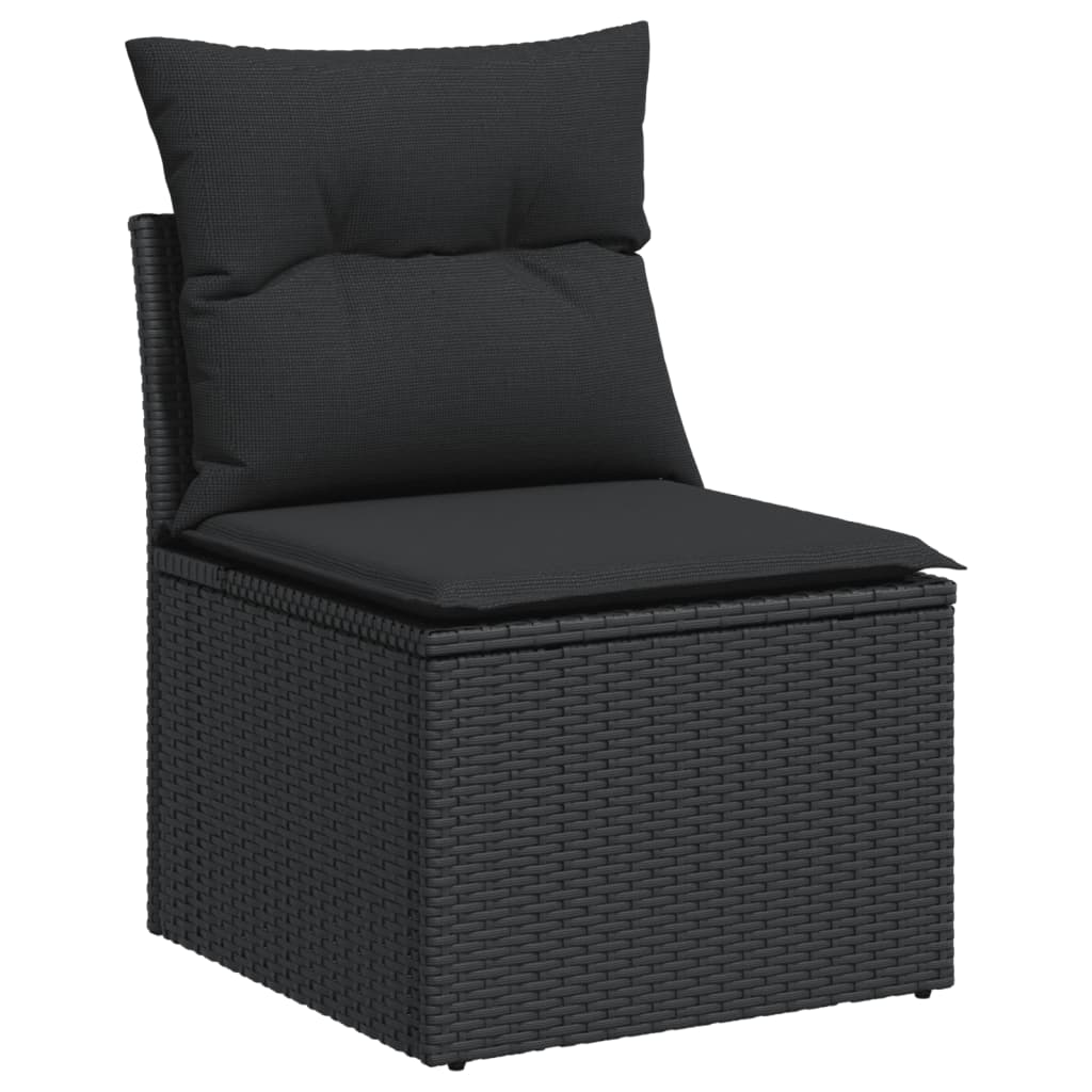 Set Divani da Giardino 11 pz con Cuscini in Polyrattan Nero | homemem39