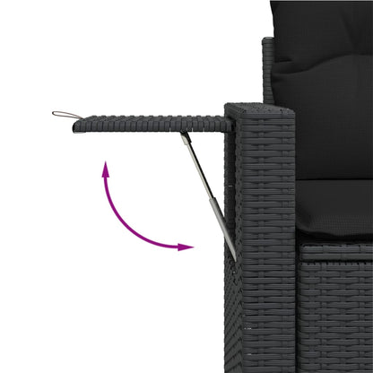 Set Divani da Giardino 11 pz con Cuscini in Polyrattan Nero | homemem39
