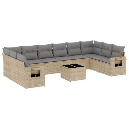 Set Divani da Giardino 11 pz con Cuscini Beige in Polyrattan | homemem39