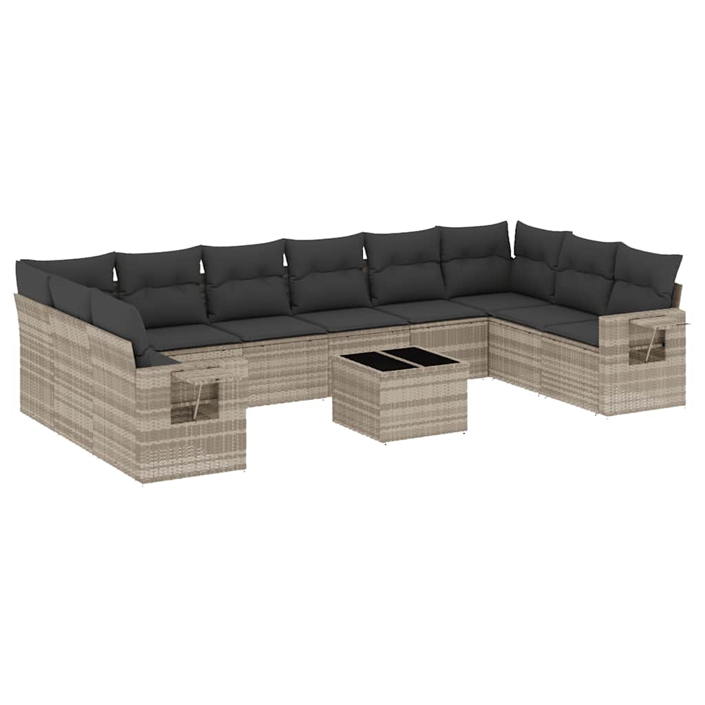 Set Divani da Giardino 11 pz con Cuscini in Polyrattan Grigio | homemem39