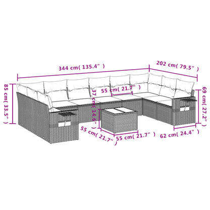 Set Divani da Giardino 11 pz con Cuscini Polyrattan Marrone | homemem39