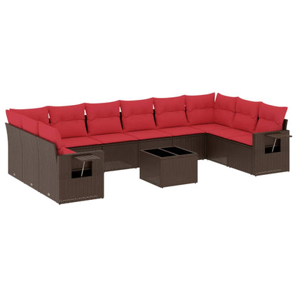 Set Divani da Giardino 11 pz con Cuscini Marrone in Polyrattan | homemem39