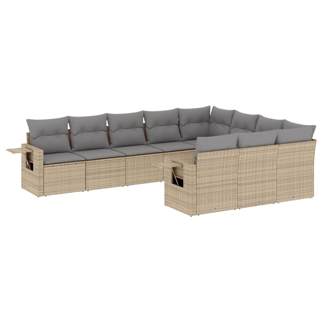 Set Divano da Giardino 10 pz con Cuscini Beige in Polyrattan | homemem39