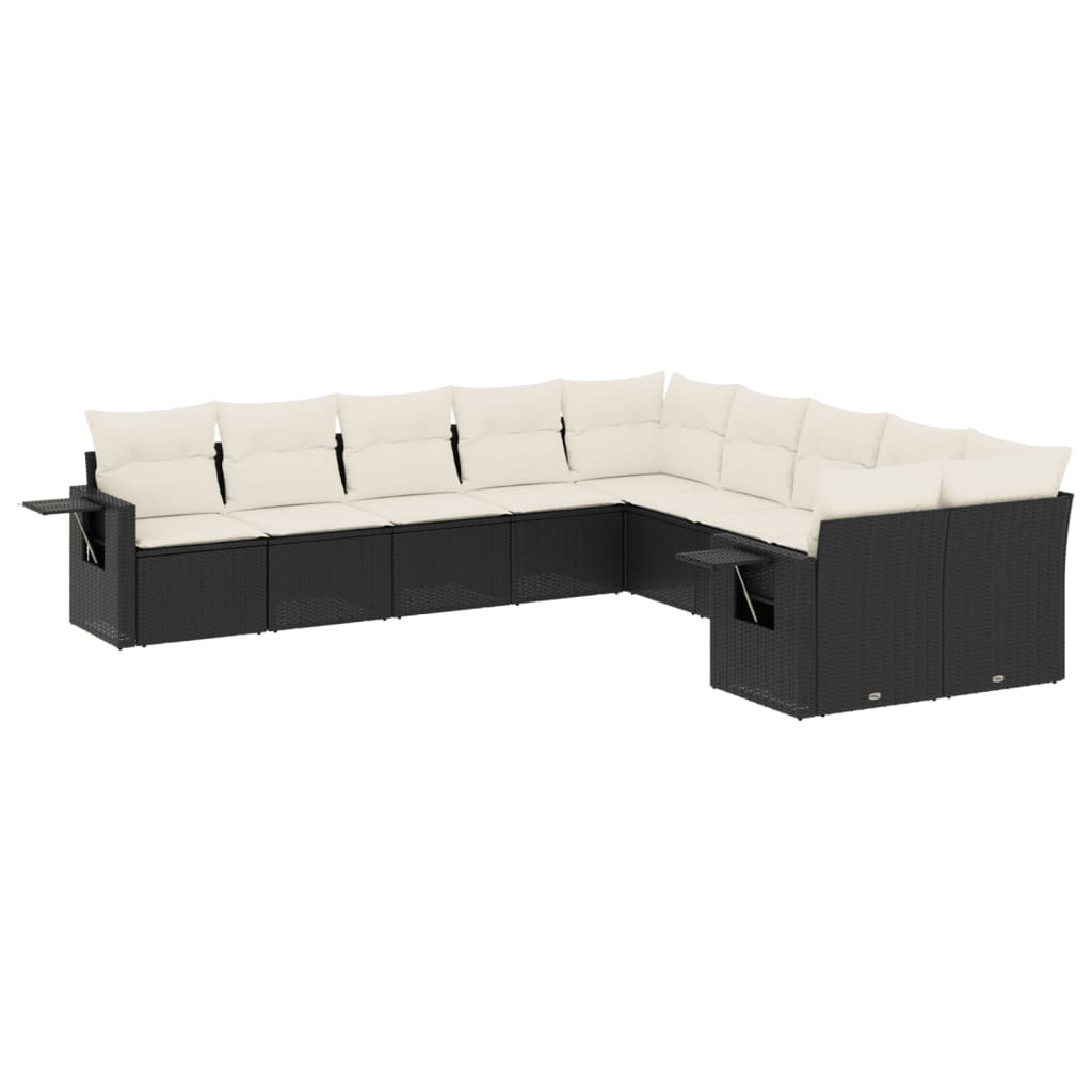 Set Divani da Giardino 10pz con Cuscini in Polyrattan Nero - homemem39