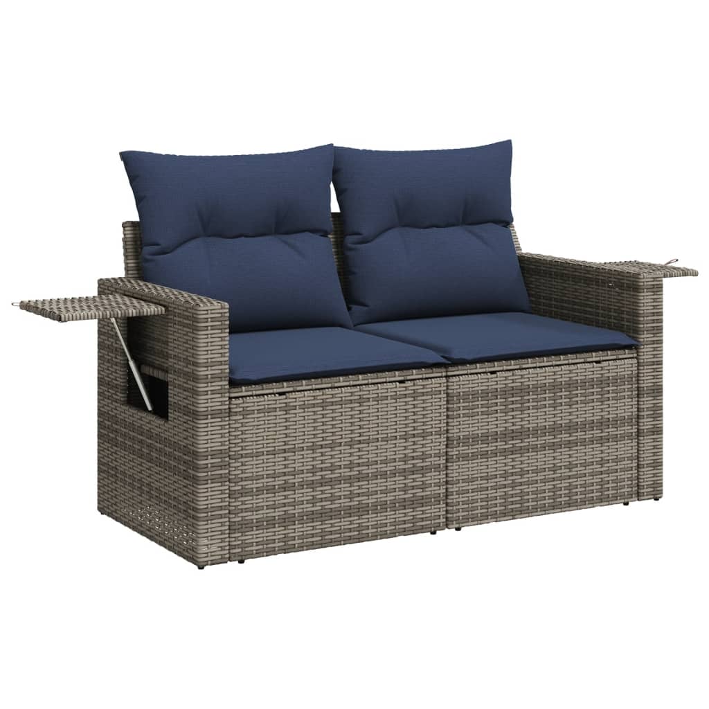 Set Divani da Giardino 10 pz con Cuscini Grigio in Polyrattan | homemem39