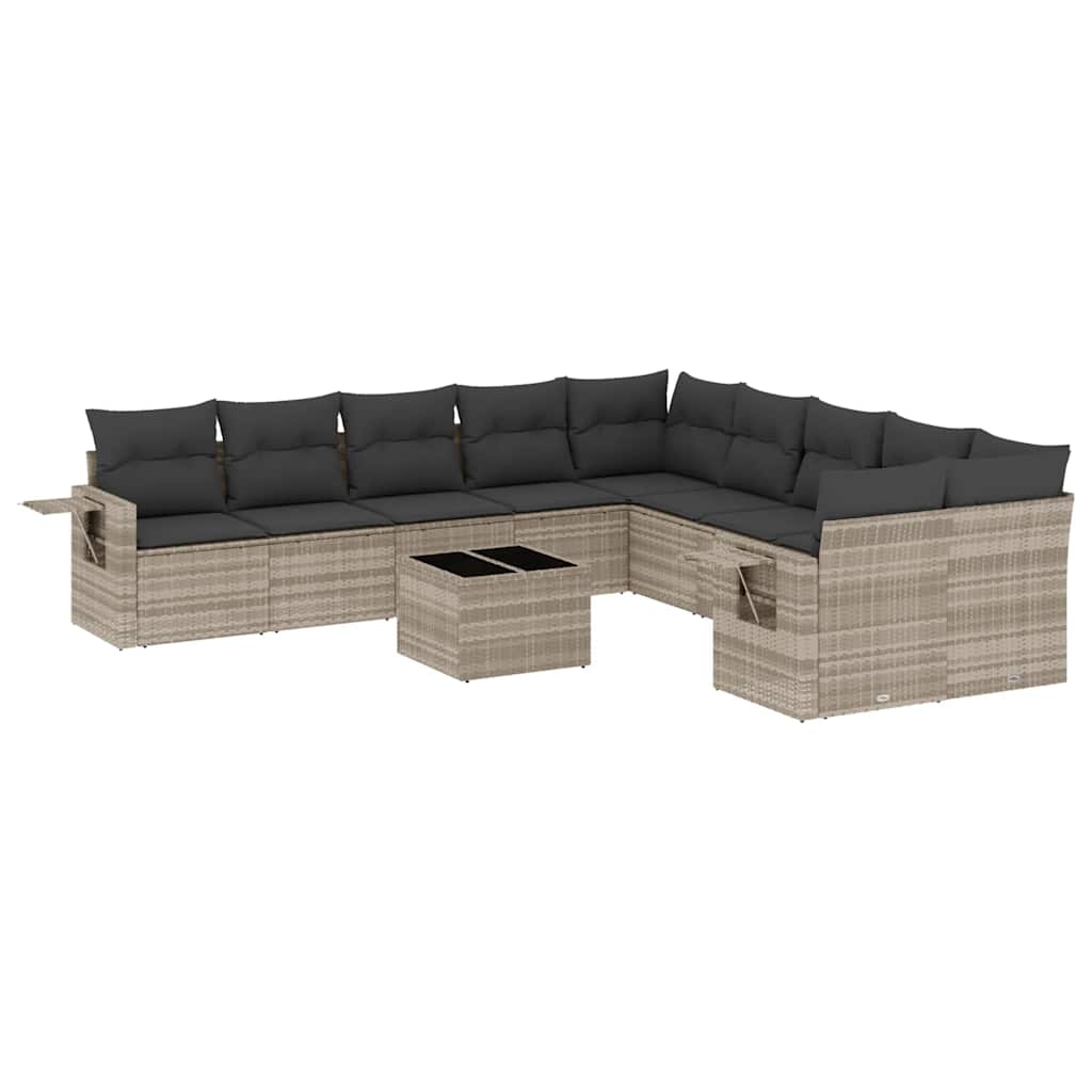 Set Divani da Giardino 11 pz con Cuscini in Polyrattan Grigio | homemem39