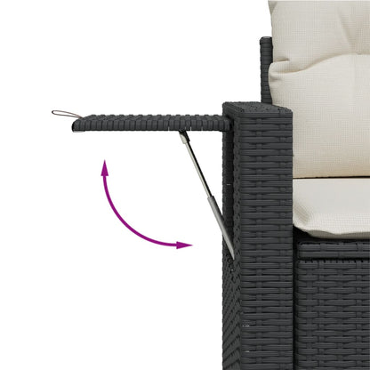 Set Divani da Giardino 11 pz con Cuscini in Polyrattan Nero | homemem39