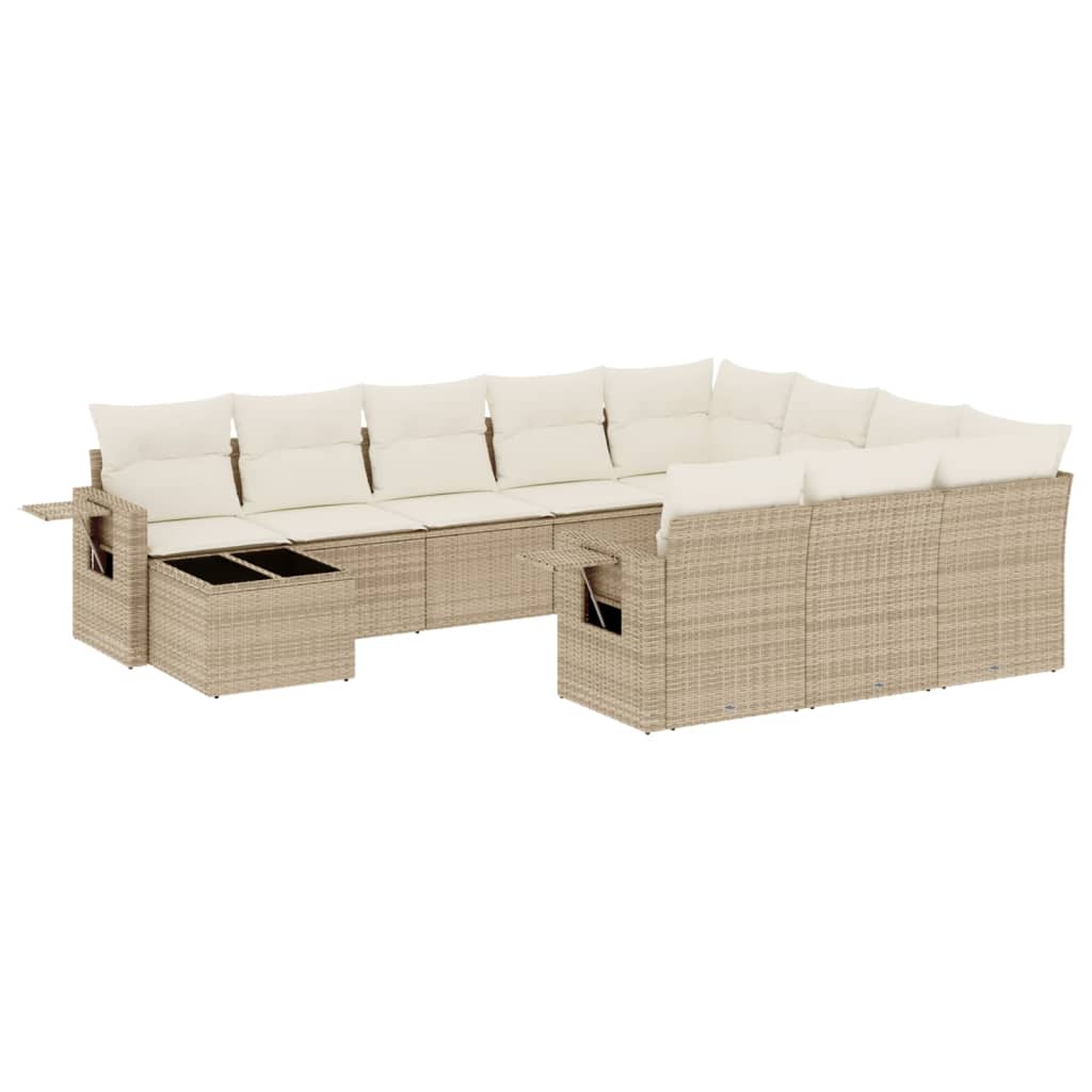 Set Divani da Giardino 11 pz con Cuscini Beige in Polyrattan - homemem39
