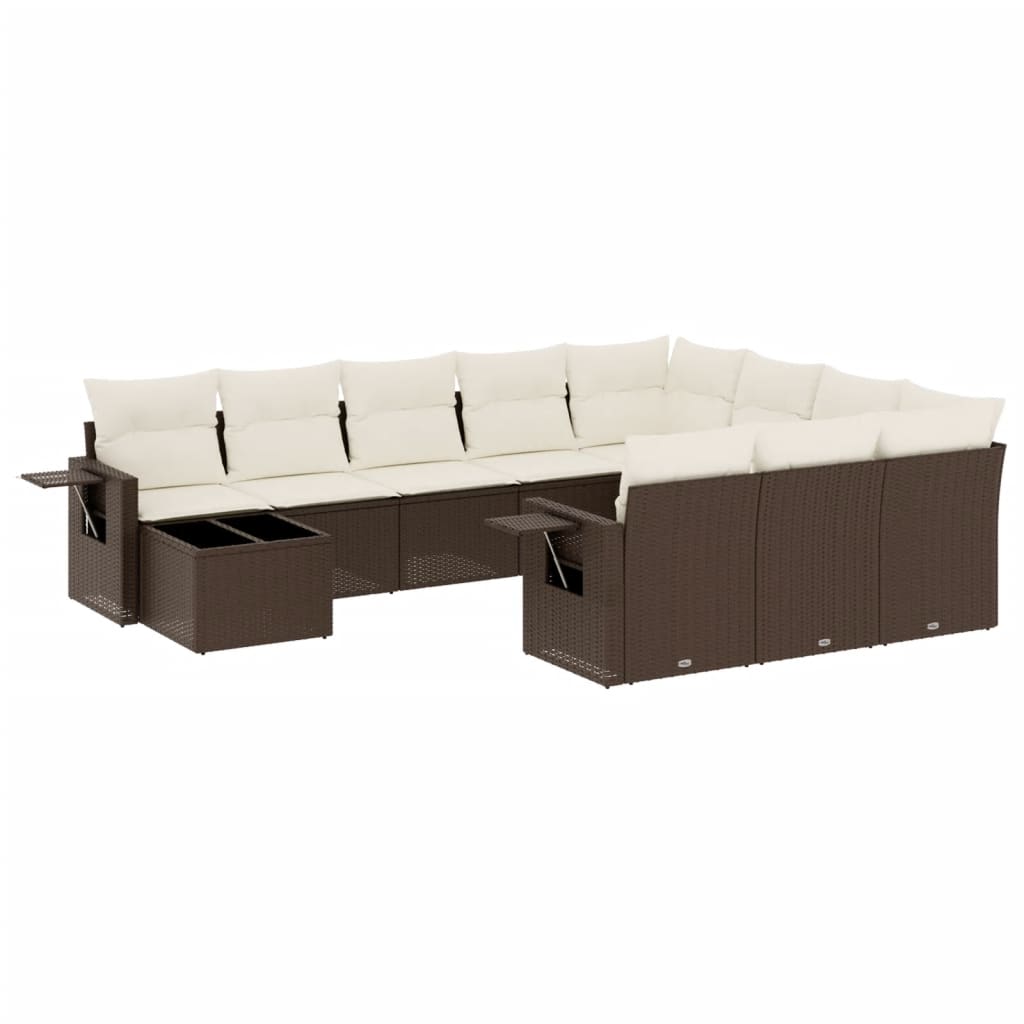 Set Divani da Giardino 11 pz con Cuscini Polyrattan Marrone - homemem39