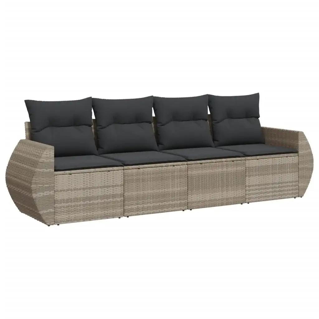 Set Divano da Giardino 4pz con Cuscini Grigio Chiaro Polyrattan - homemem39