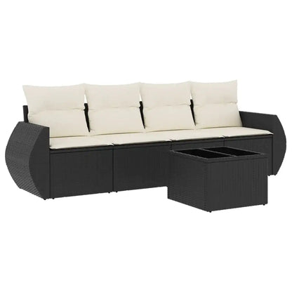 Set Divani da Giardino 5 pz con Cuscini in Polyrattan Nero - homemem39