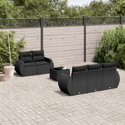 Set Divano da Giardino 6 pz con Cuscini Nero in Polyrattan - homemem39