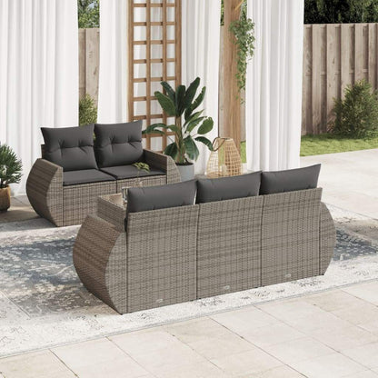 Set Divano da Giardino 6 pz con Cuscini Grigio in Polyrattan - homemem39