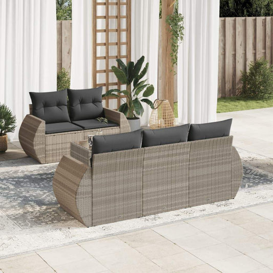 Set Divano da Giardino 6pz con Cuscini Grigio Chiaro Polyrattan - homemem39