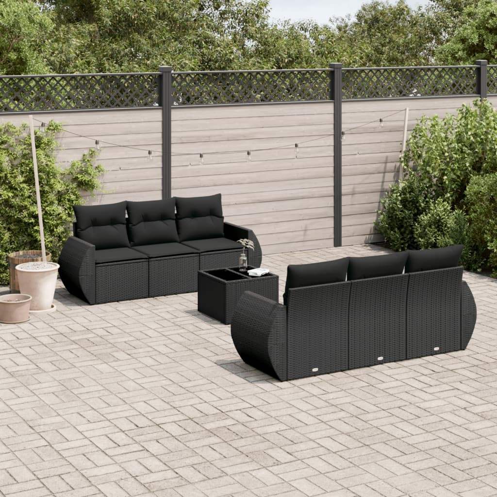Set Divani da Giardino con Cuscini 7pz Nero Polyrattan - homemem39
