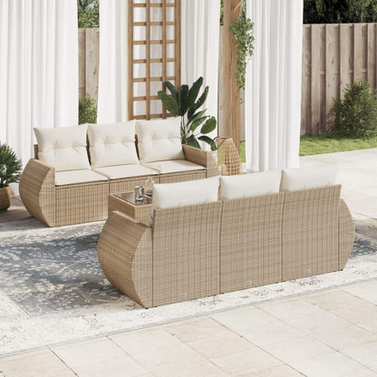 Set Divani da Giardino 7 pz con Cuscini Beige in Polyrattan - homemem39