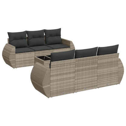 Set Divani da Giardino 7pz con Cuscini Grigio Chiaro Polyrattan - homemem39