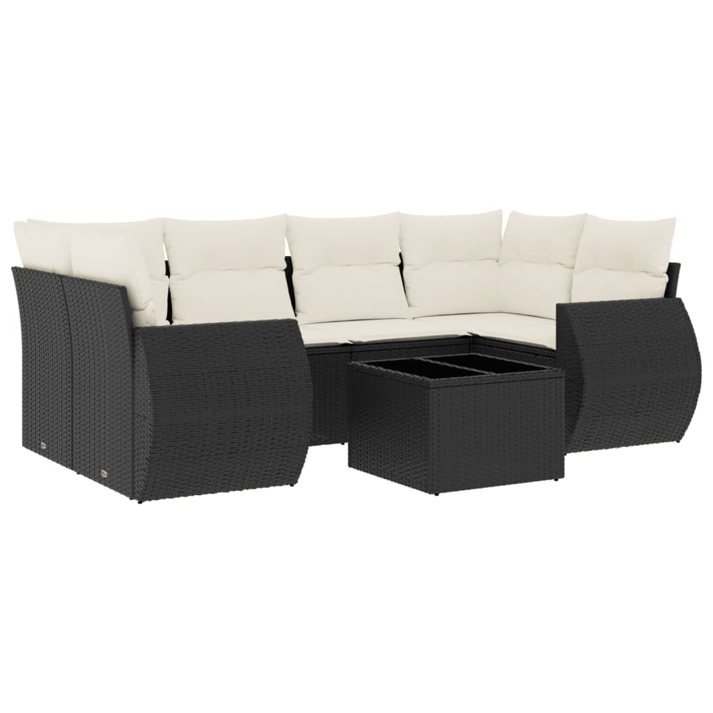 Set Divani da Giardino con Cuscini 7pz Nero Polyrattan | homemem39