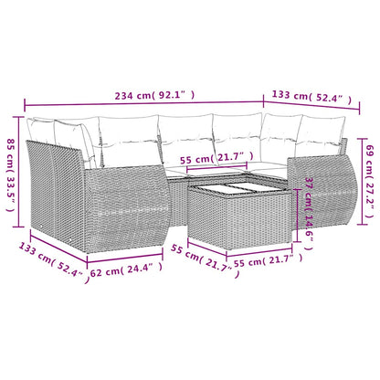 Set Divani da Giardino 7 pz con Cuscini Nero in Polyrattan | homemem39