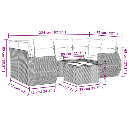 Set Divani da Giardino 7 pz con Cuscini Grigio in Polyrattan | homemem39