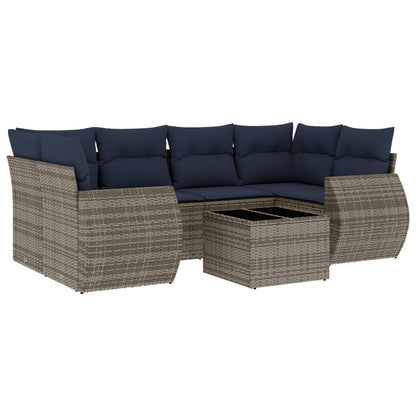 Set Divani da Giardino 7 pz con Cuscini Grigio in Polyrattan | homemem39