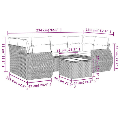 Set Divani da Giardino 7pz con Cuscini Grigio Chiaro Polyrattan | homemem39