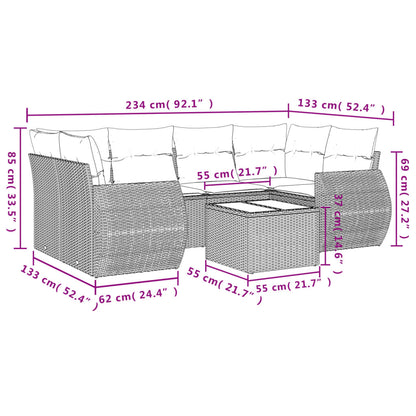 Set Divani da Giardino 7 pz con Cuscini Marrone in Polyrattan | homemem39