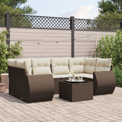 Set Divani da Giardino 7 pz con Cuscini Marrone in Polyrattan | homemem39
