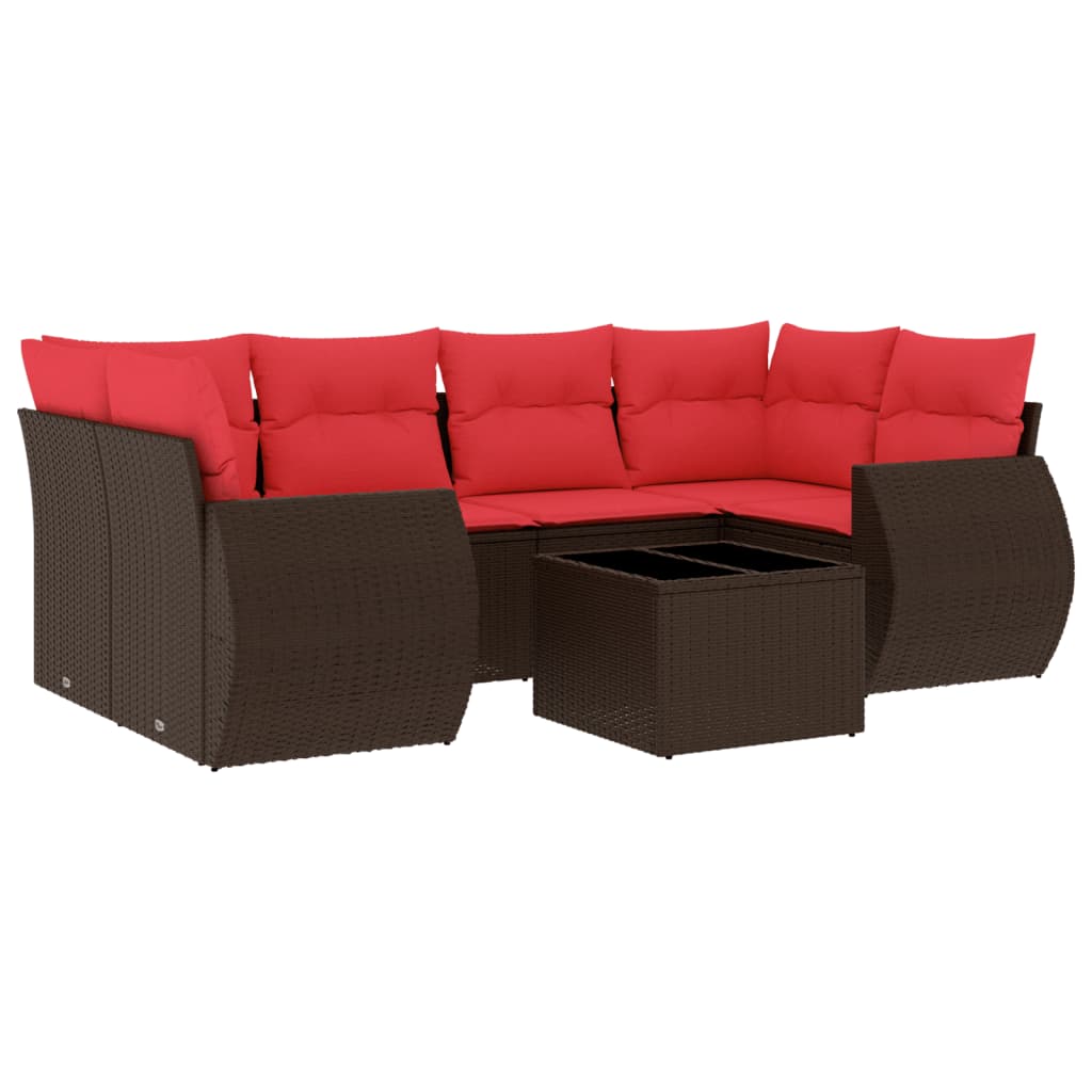 Set Divani da Giardino 7 pz con Cuscini Marrone in Polyrattan | homemem39