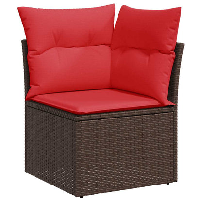 Set Divani da Giardino 7 pz con Cuscini Marrone in Polyrattan | homemem39