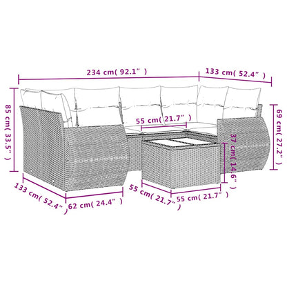 Set Divani da Giardino 7 pz con Cuscini Marrone in Polyrattan | homemem39