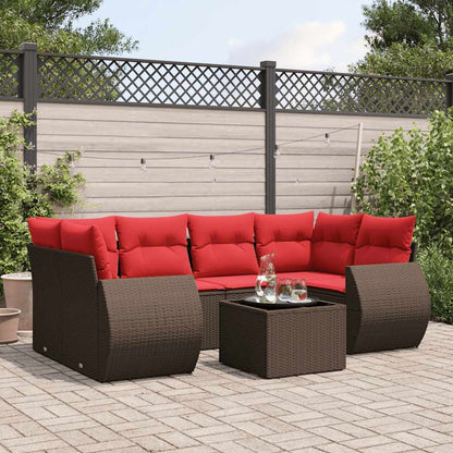Set Divani da Giardino 7 pz con Cuscini Marrone in Polyrattan | homemem39