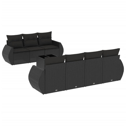 Set Divani da Giardino con Cuscini 8 pz Nero in Polyrattan - homemem39