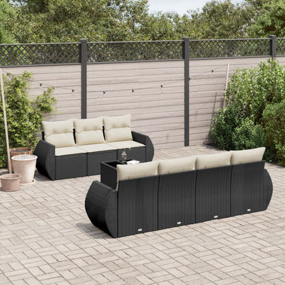 Set Divani da Giardino con Cuscini 8 pz Nero in Polyrattan | homemem39