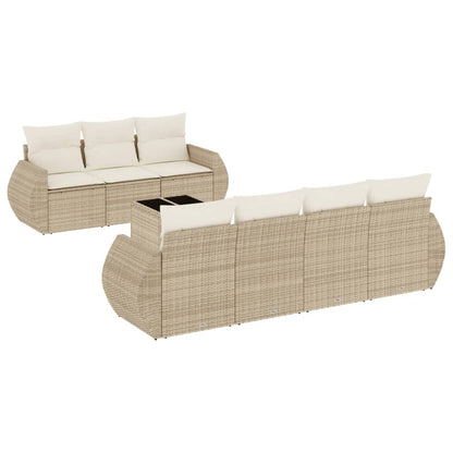 Set Divano da Giardino 8 pz con Cuscini Beige in Polyrattan - homemem39