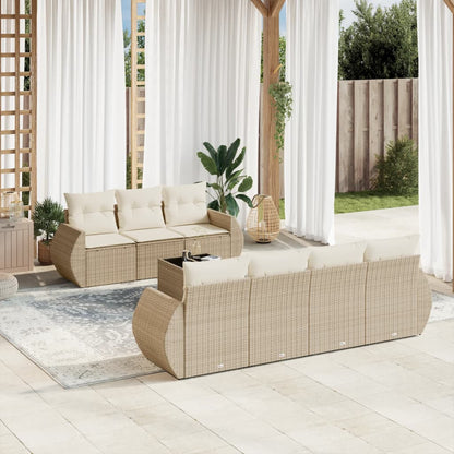 Set Divano da Giardino 8 pz con Cuscini Beige in Polyrattan - homemem39