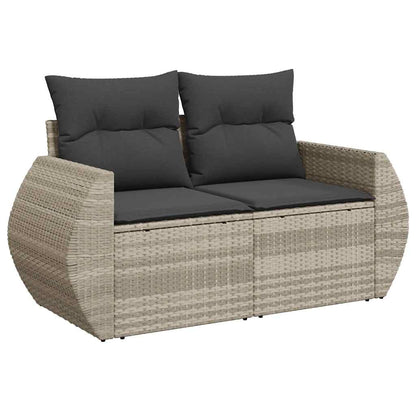 Set Divano da Giardino 8pz con Cuscini Grigio Chiaro Polyrattan | homemem39