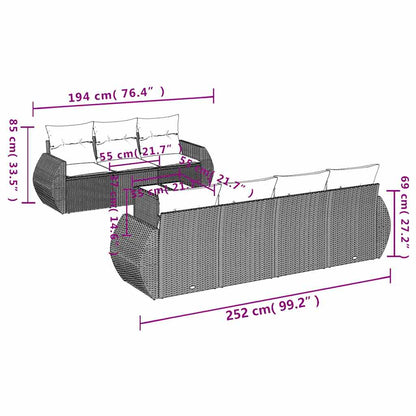 Set Divano da Giardino 8pz con Cuscini Grigio Chiaro Polyrattan | homemem39