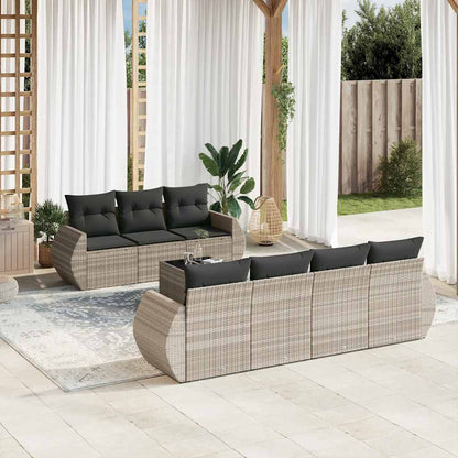 Set Divano da Giardino 8pz con Cuscini Grigio Chiaro Polyrattan | homemem39