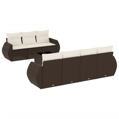 Set Divani da Giardino 8 pz con Cuscini Marrone in Polyrattan | homemem39
