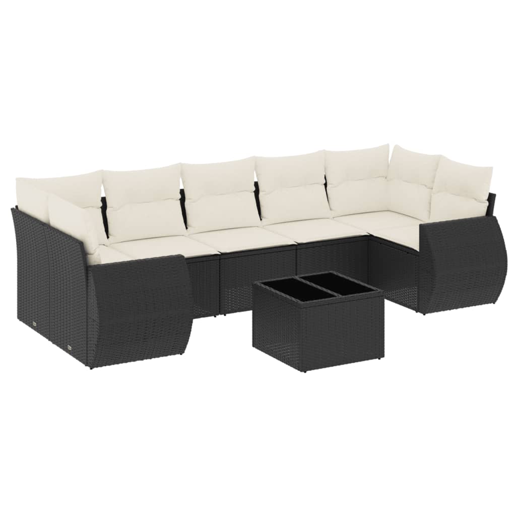 Set Divani da Giardino con Cuscini 8 pz Nero in Polyrattan - homemem39