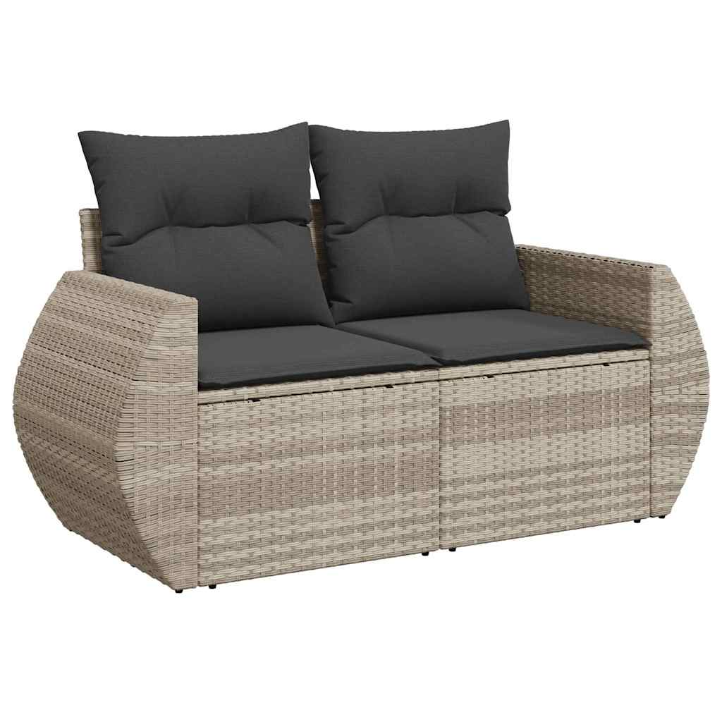 Set Divano da Giardino 8pz con Cuscini Grigio Chiaro Polyrattan | homemem39